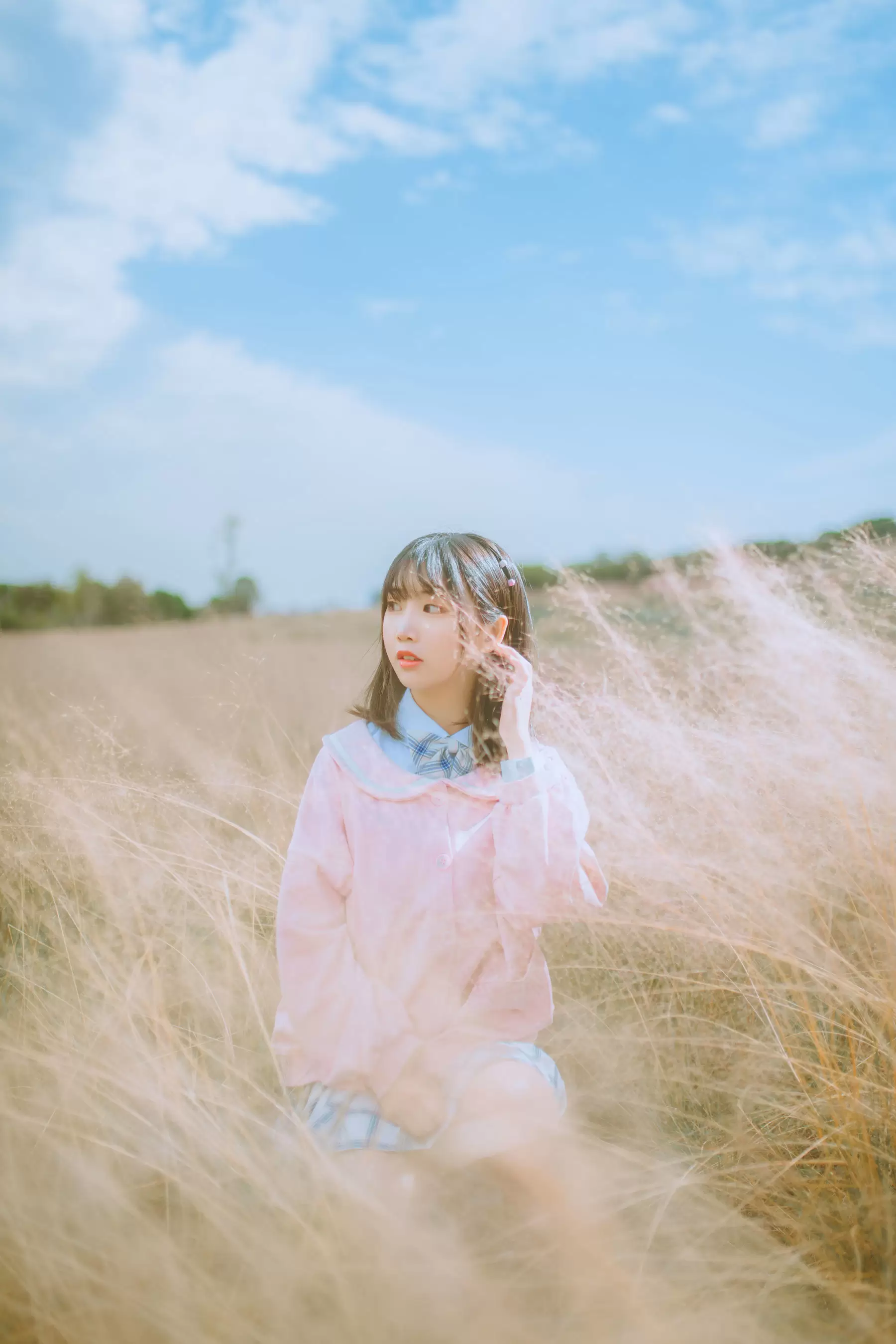 可爱人气Coser面饼仙儿 粉黛草JK [19P] - 秀人网免费无水印在线套图写真