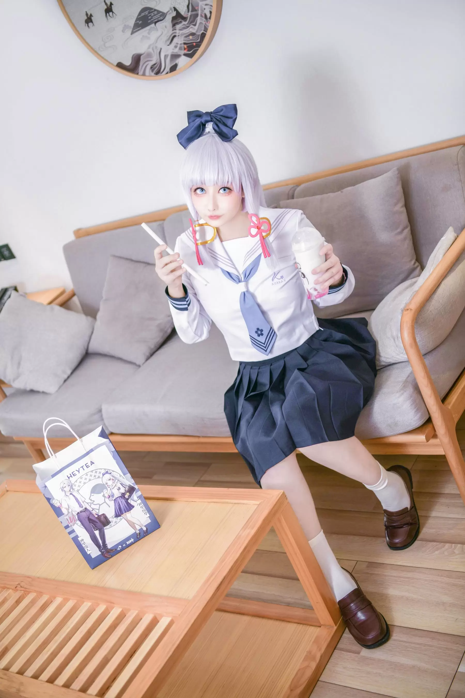 章鱼娘 – 原神 神里綾華 JK [51P] - 秀人网免费无水印在线套图写真