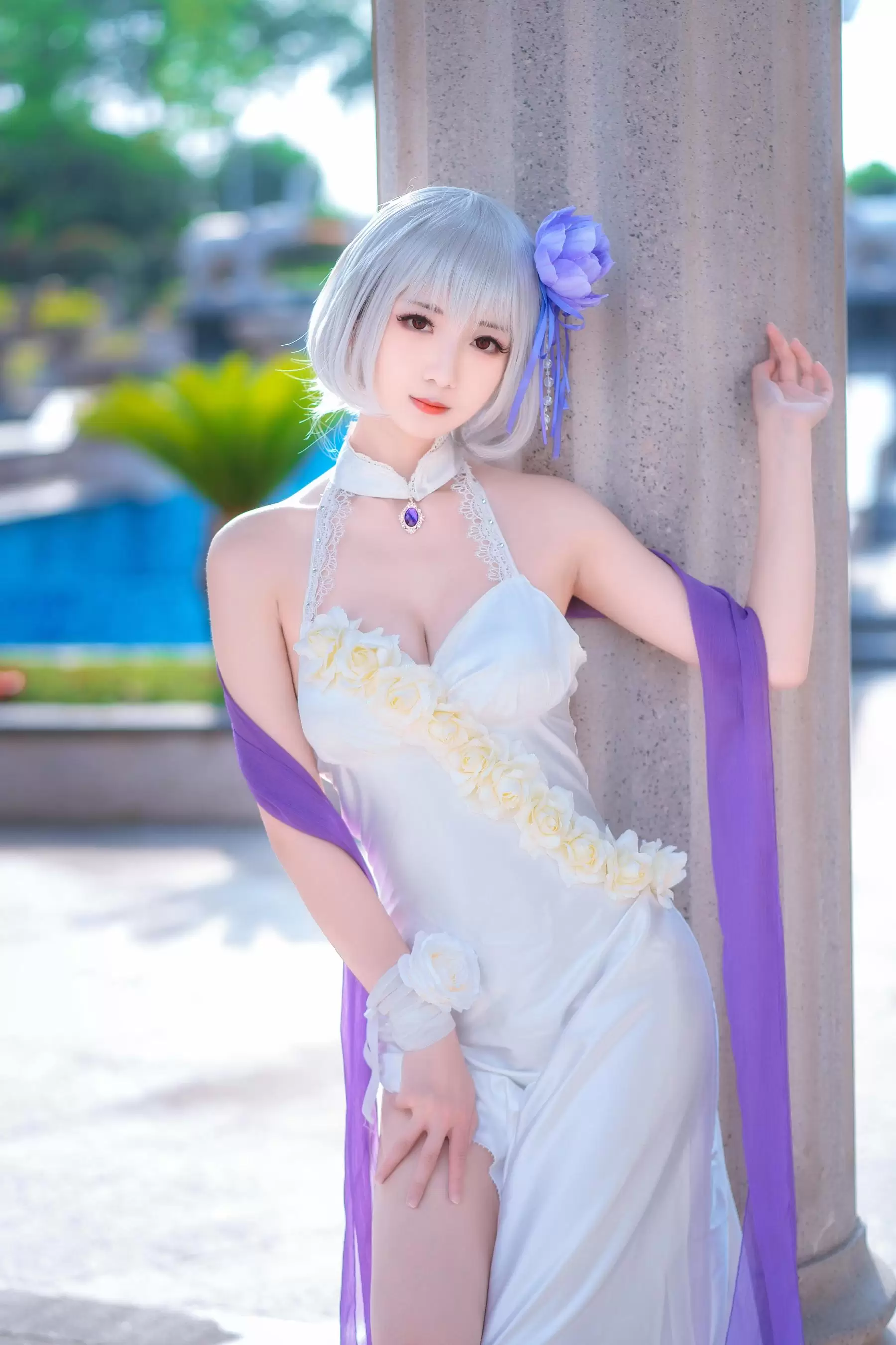 [Cosplay写真] 小姐姐弥音音ww – 天狼星 纯白蔷薇 [8P] - 秀人网免费无水印在线套图写真